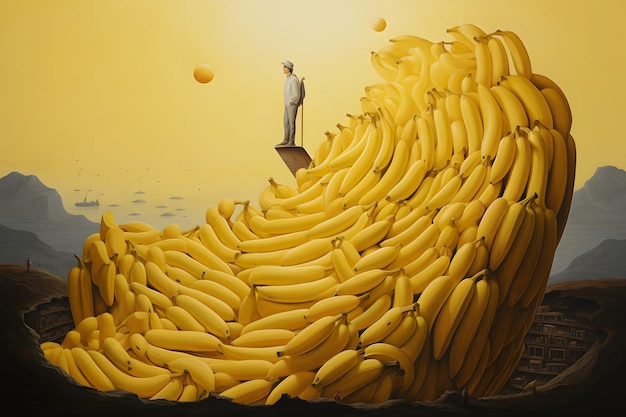 Foto surrealismo uomo e banana