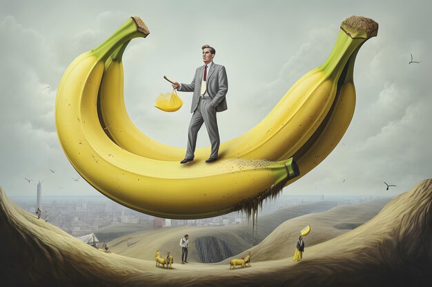 the surrealism of man and banana