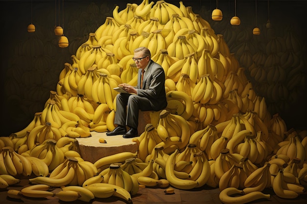 the surrealism of man and banana