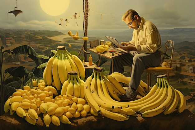 Surrealism man and banana