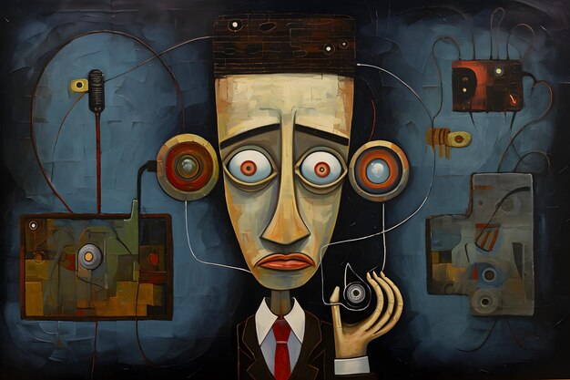 the surrealism of man and smartphone