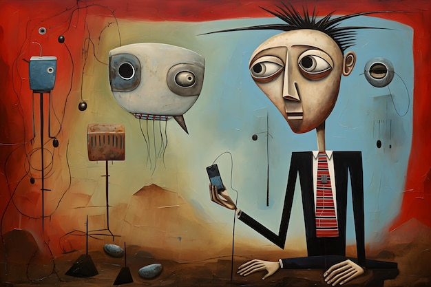 the surrealism of man and smartphone