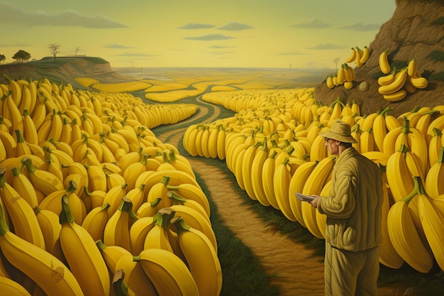 surrealisme man en banaan