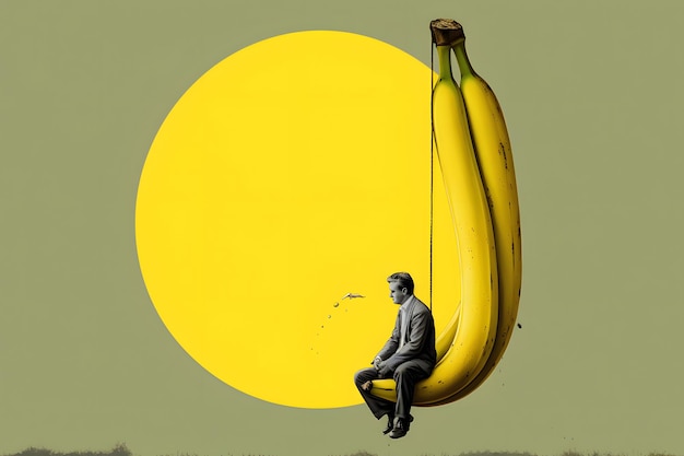 surrealisme man en banaan