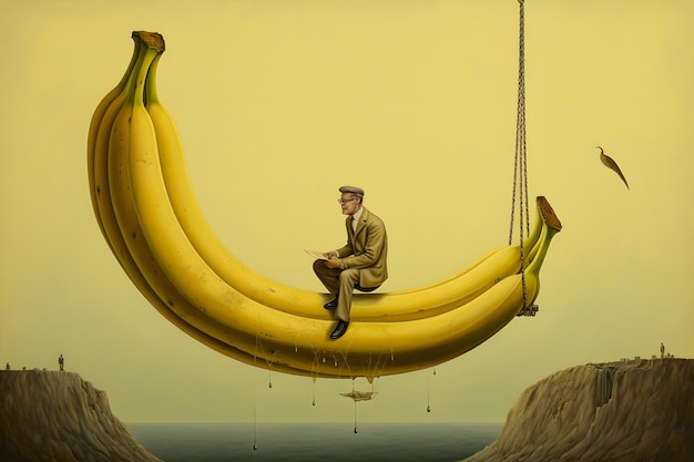 surrealisme man en banaan