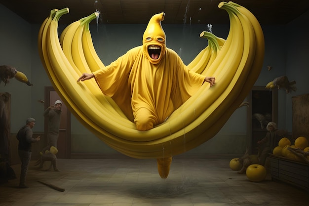 surrealisme man en banaan