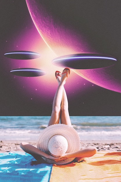 surrealist beach collage design
