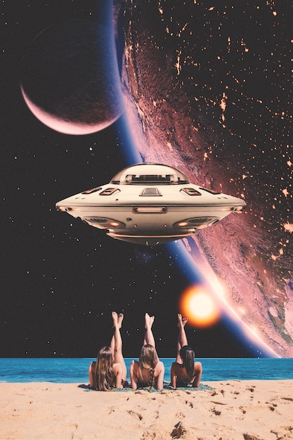 surrealist collages of the beach