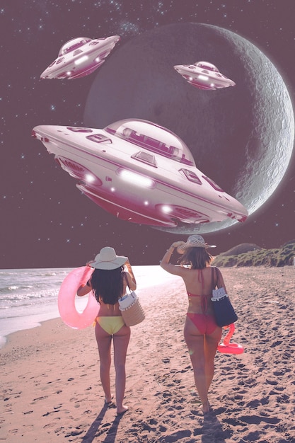 surrealist collages of the beach