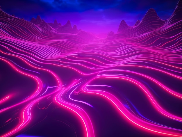 Photo surrealistic abstract neon landscape