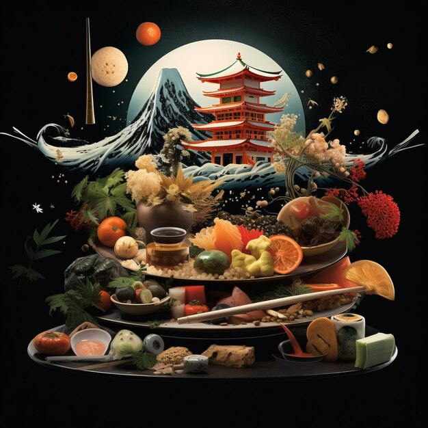 Surrealistic Journey Transcending Borders from Japan to Italy Through an Illustrated Menu