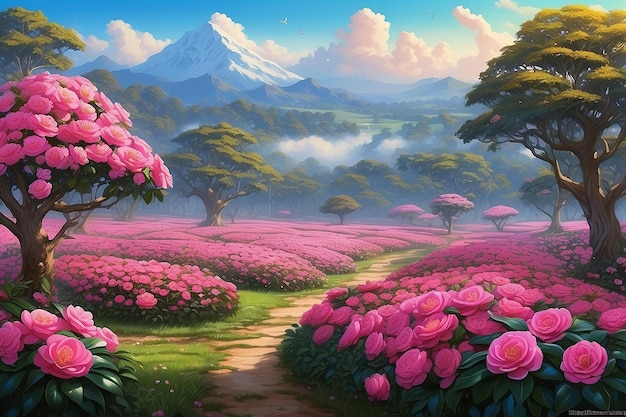 Surrealistisch Camellia Dromenlandschap