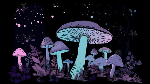 Surrealistisch psychedelisch landschap fantastische paddenstoelen