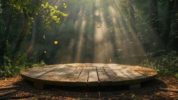 Foto surrealistisch tropisch platform boven een waterval