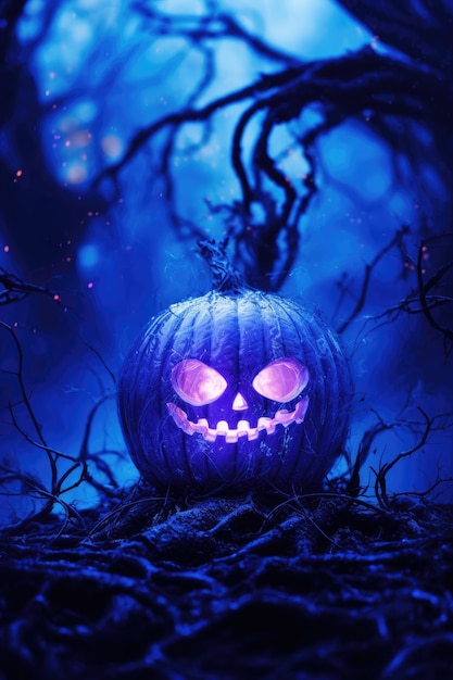 Surrealistische achtergrondfoto in halloween symbolische visuele mystieke blauwe kleuren