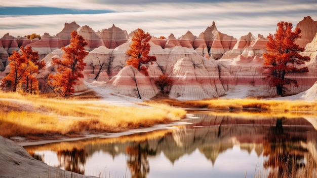 Surrealistische architectonische landschappen verkennen de kleurrijke Badlands