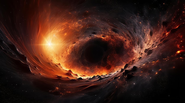 Surrealistische kosmische scène zwarte gat trekken