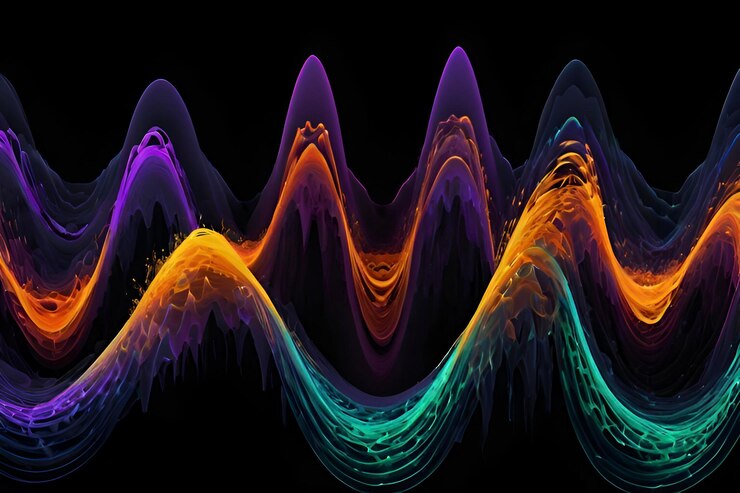 Surrealistische neon geluidsgolf met abstracte vloeistofenergie beweging