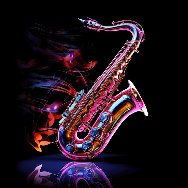 Surrealistische saxofoon met transparante toetsen