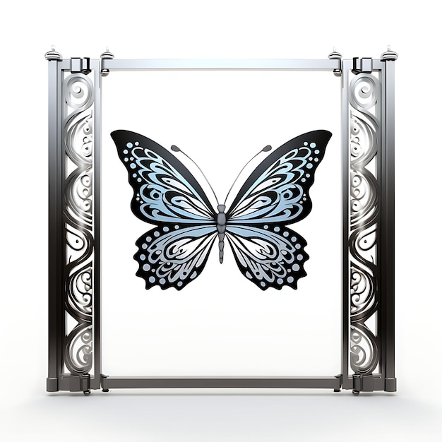 Foto surrealistische stijl van intrekbare poort met vlinderontwerp bestaat uit een enkel creatief ideeontwerp