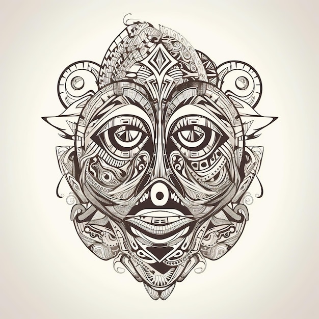 Surrealistische tatoeage met geometrische vormen en diverse slagen Gegenereerd door GI