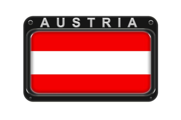 surround the flag of austria in the frame with rivets on white background