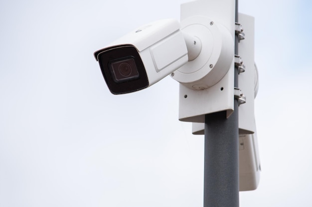 Surveillance camera in the area street security face\
recognition security system