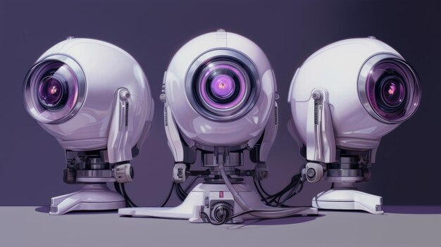 Surveillance camera on dark background