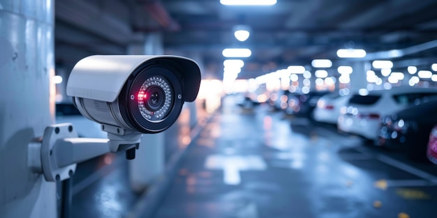 写真 監視カメラ 駐車場のセキュリティシステムの設備