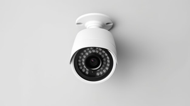 Surveillance camera on white background Neural network AI generated