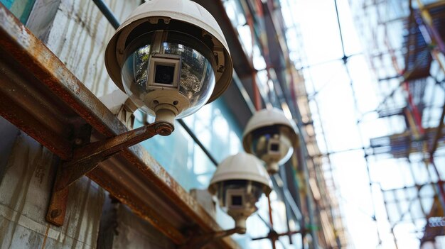 Surveillance cameras installed at the construction site