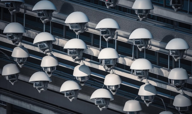 Surveillance cameras watch over bustling city streets Creating using generative AI tools