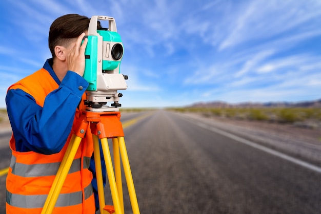 Surveyor  Engineering on Land on background