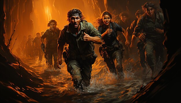 Survivors running to underground bunker