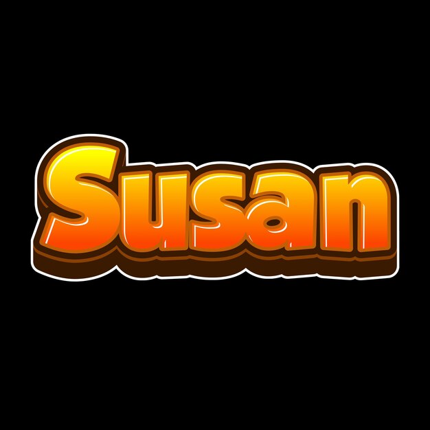 Susan Text 3D Orange Black Background Photo JPG