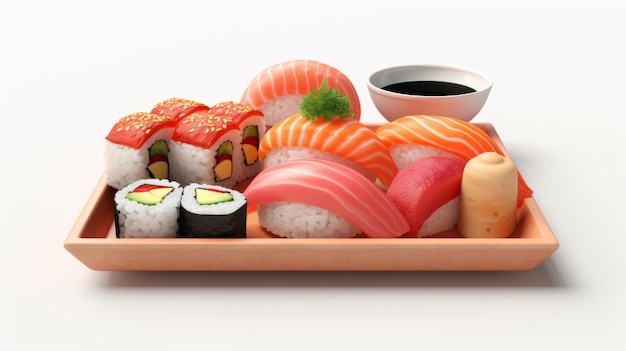 Sushi 3D geïsoleerd op witte achtergrond