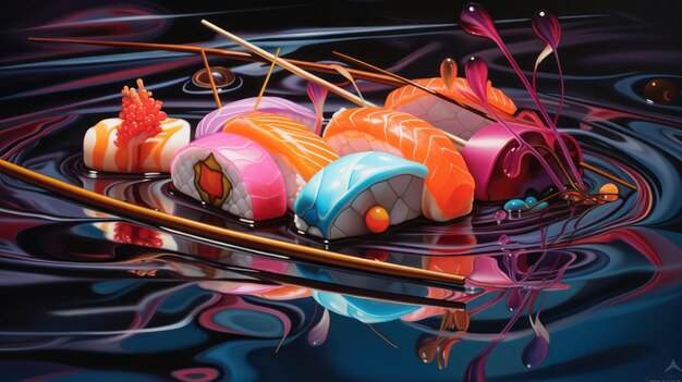 Foto l'arte del sushi a colori