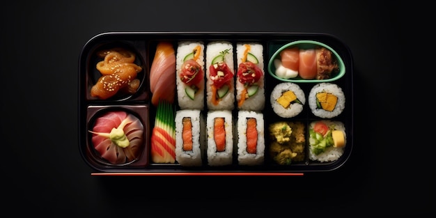 Sushi bento box lunch AI gegenereerd