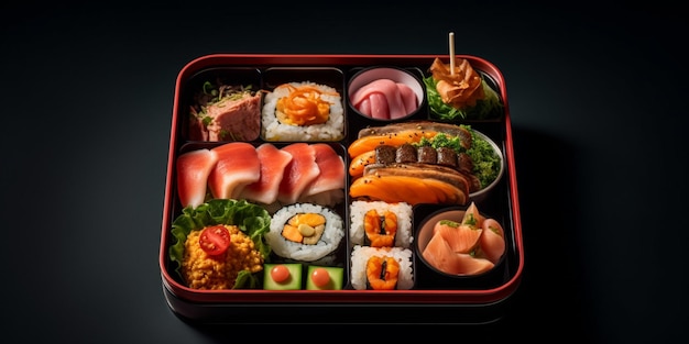 Sushi bento box lunch AI Generated