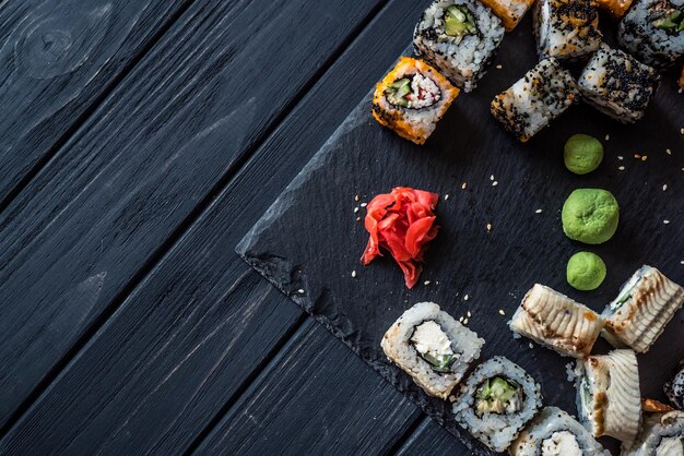 Sushi on a black background 4