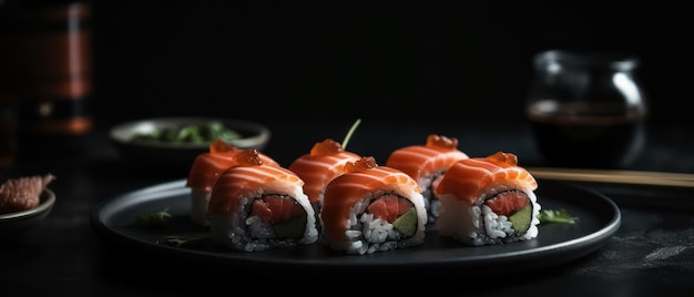 Sushi on the black background