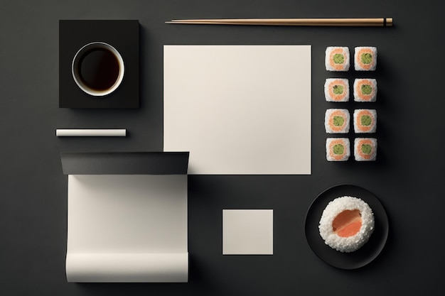 Sushi branding and packaging mockup AI generation