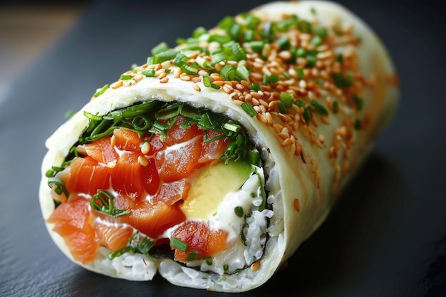 Photo sushi burrito hybrid food