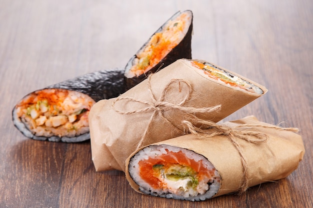 Sushi burrito - new trendy food concept