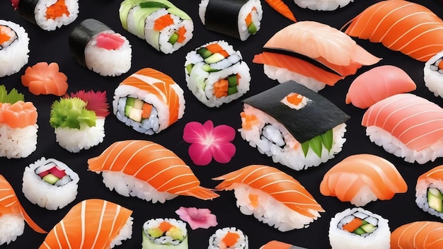 Sushi cute background pattern and seamless