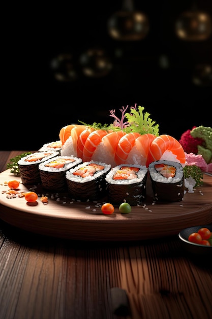 Foto sushi sullo sfondo scuro