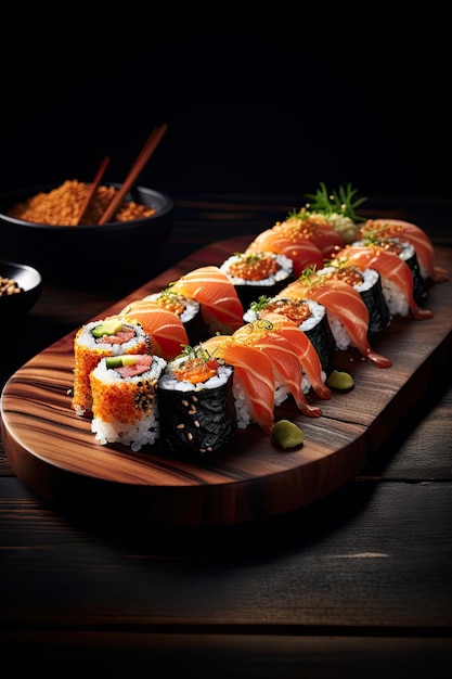 Photo sushi on dark background