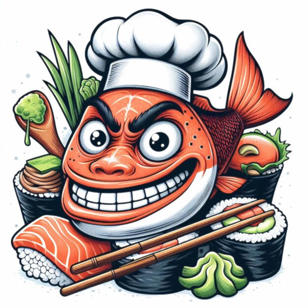 Sushi fish illustration