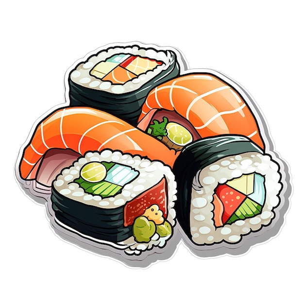 Photo sushi flat vector illustration cartoon