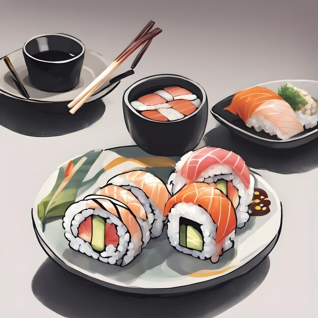 Photo sushi icon background very cool